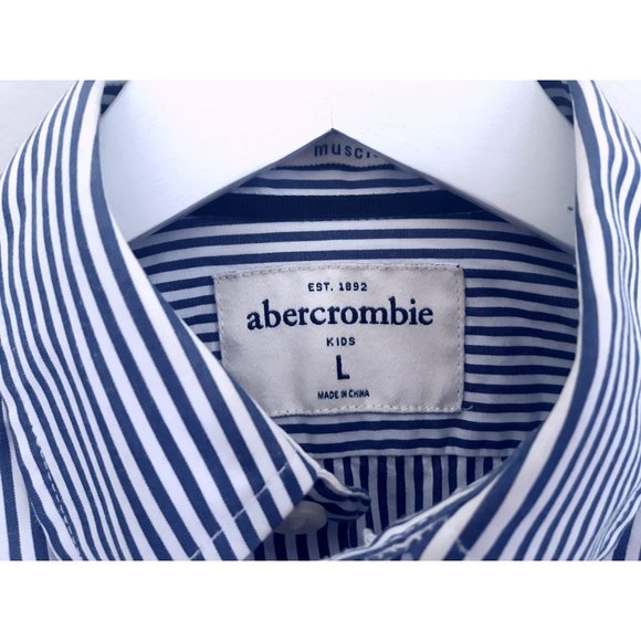ABERCROMBIE KIDS blue and white striped shirt L - Picture 5 of 7